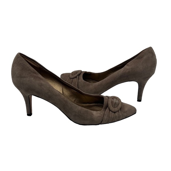 GJD Ginnie Johansen Design Suede Taupe Pointed Toe Pumps Size 8 Women’s - Picture 1 of 9